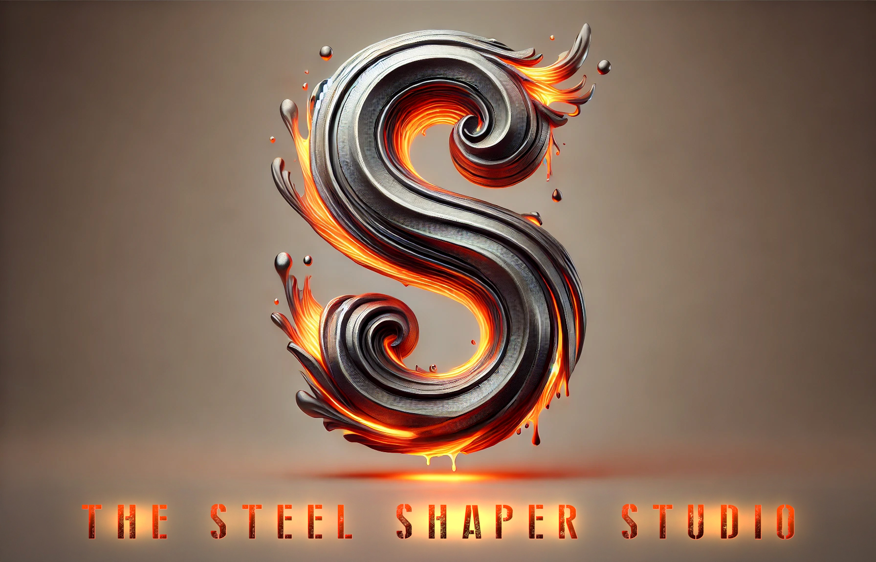 The Steel Shaper Studio — logo en forme de S métallique incandescent